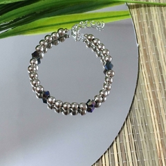 PULSERA CRISTALES BOLITAS PLATEADAS (18CM ALARGUE A 21CM) P2453 - comprar online