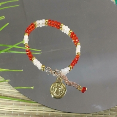 PULSERA SAN BENITO CRISTALES ROJOS (18CM ALARGUE A 21CM) P2479 en internet