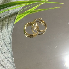 AROS ARGOLLAS LABRADAS ACERO DORADO (2,4 CM) ACR511 - comprar online