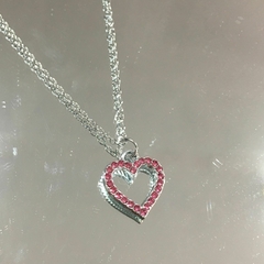 CADENA ACERO CON DIJE CORAZON STRASS ROSA (CON ALARGUE REGULABLE) CNA640 - comprar online