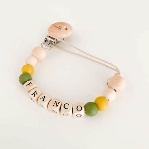 Porta chupete Personalizado - Oliva y Mostaza
