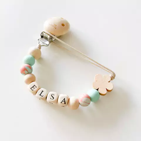 Porta chupete Personalizado - Flores en jade