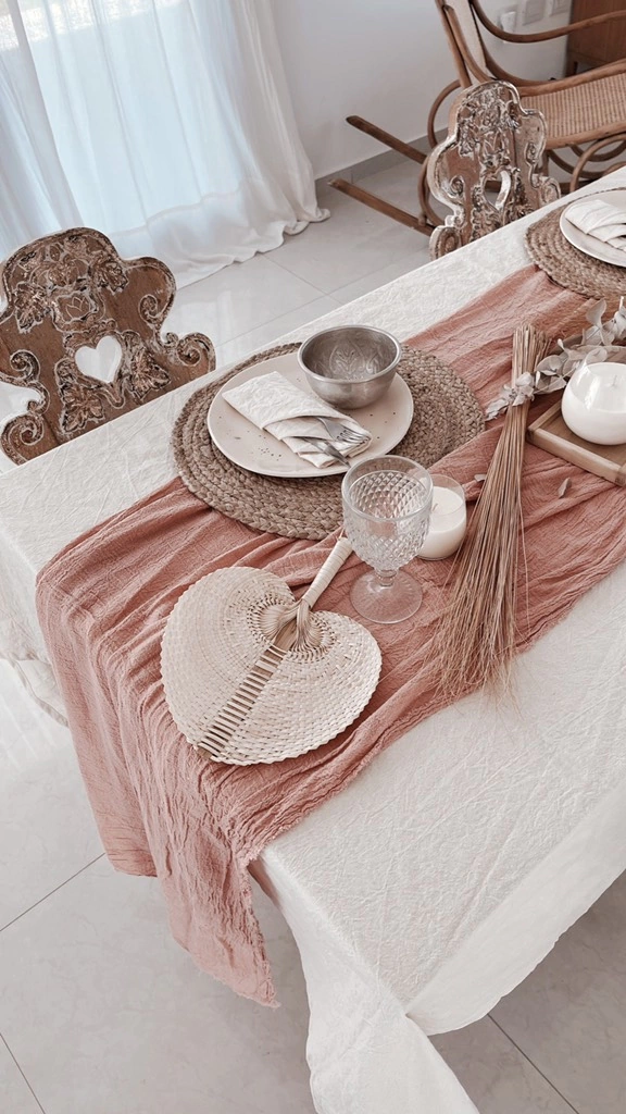Camino de mesa Rosa