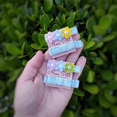 Par de hairclips florzinha jeans p (bico de pato 6m)