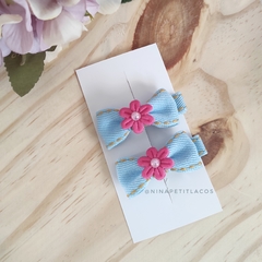 Par de hairclips jeans florzinha p 5cm (bico de pato)