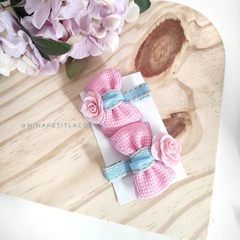 Par de hairclips jeans flora p 6cm (bico de pato)