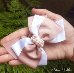 Laço gisele pérolas gg 12cm (faixinha ou bico de pato)