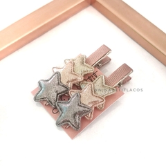 Par de hairclips estrelas p (bico de pato 6cm)