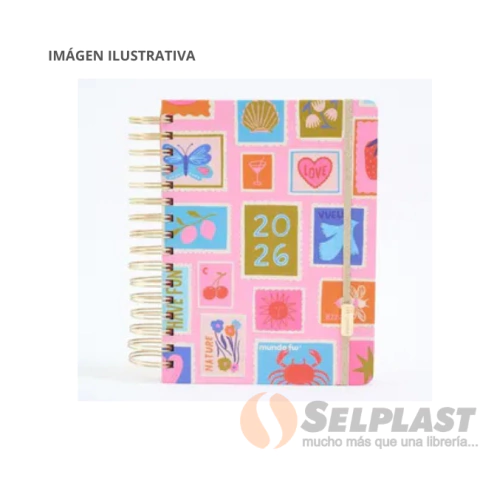 AGENDA ORGANIZADOR ESPIRAL FW 15X21 DIA X PAGINA C/ELASTICO Y ACCESORIOS TREND CR.57706