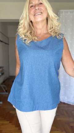 Musculosa denim Azul. - comprar online