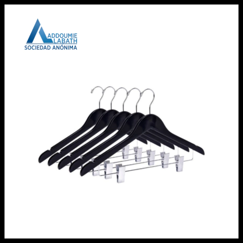 Percha Negra con Barral y Broches X24 UNIDADES