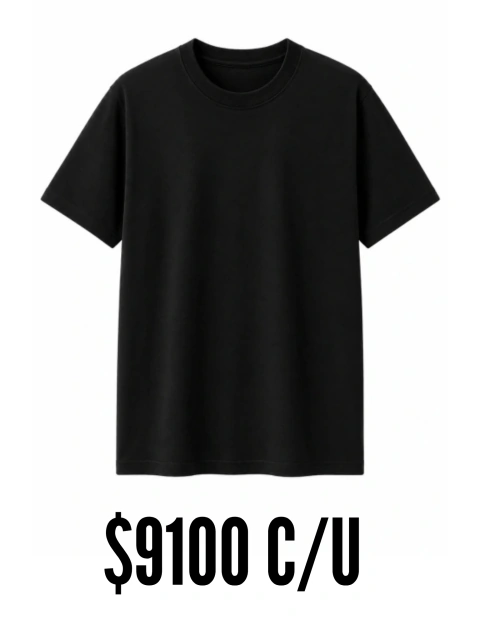Pack x50 Remeras Lisas NEGRAS Para Serigrafía 100% Algodón Talles Seleccionables