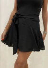 Falda Corta Cinthia Gasa Lazo Cierre OUTLET (AZ308)
