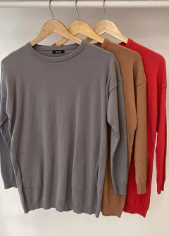Sweater c red liso largo con bolsillos (2225027) - comprar online