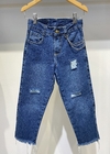 Jean mom con rotura y deflecado OUTLET (NET11)