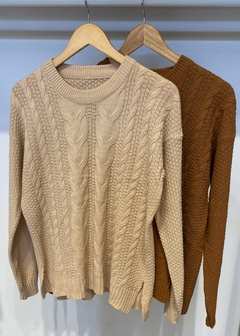 Sweater C/Ochos Central y Triple Trenza Lateral (ARA826)