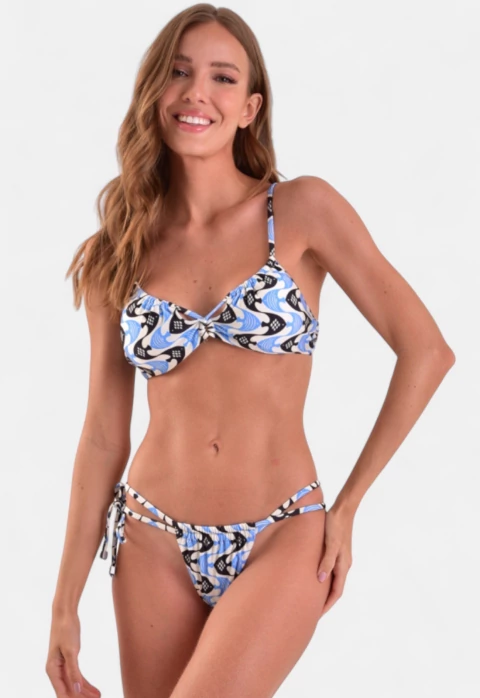 Biquíni Areia Branca Baly Frente Única Fish Azul - buy online