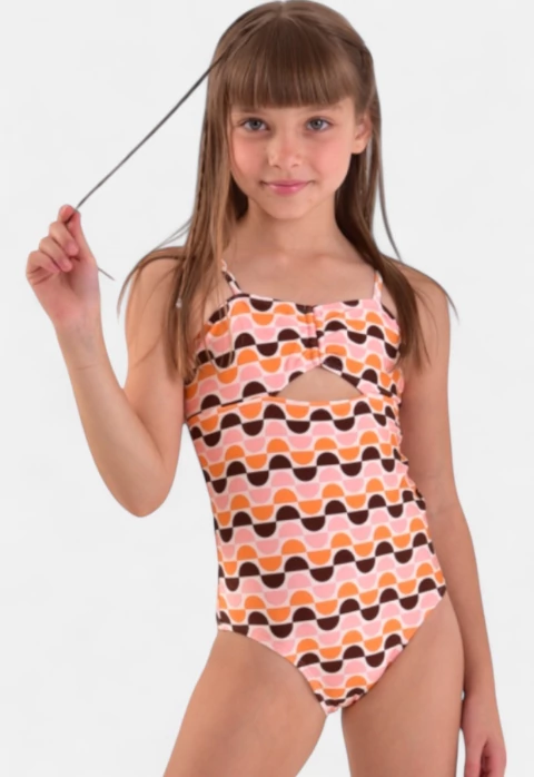 Maiô Areia Branca Infantil Baly Wave Rosa - comprar online