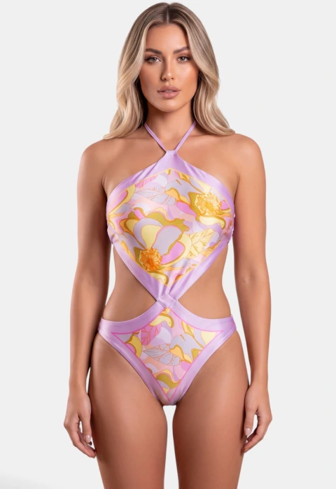 Maiô Areia Branca Solaris Losango Rosa