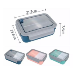 TAPER LUNCH BOX CON 2 DIVISIONES DESMONTABLES + CUCHARA TENEDOR 1250 ML - Orden and Co!