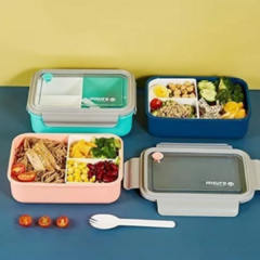 TAPER LUNCH BOX CON 2 DIVISIONES DESMONTABLES + CUCHARA TENEDOR 1250 ML en internet