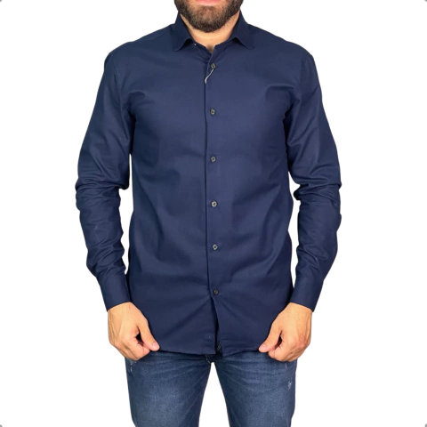 Camisa Archemy Oxford Manga Longa Marinho