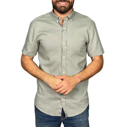 Camisa Ralph Lauren Linho Amaciado Manga Curta Verde
