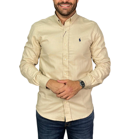 Camisa Ralph Lauren Oxford Manga Longa Caqui