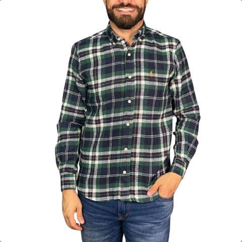 Camisa Flanelada Ralph Lauren Manga Longa Verde - comprar online