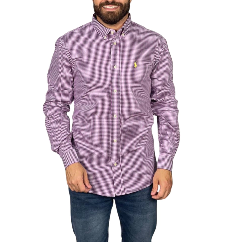 Camisa Xadrez Ralph Lauren Manga Longa Roxo - comprar online