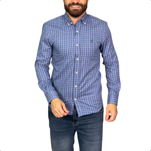 Camisa Ralph Lauren Manga Longa Azul - comprar online
