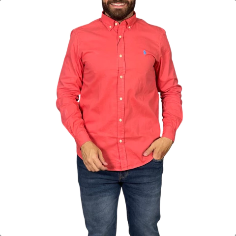 Camisa Sarja Ralph Lauren Manga Longa Goiaba - comprar online