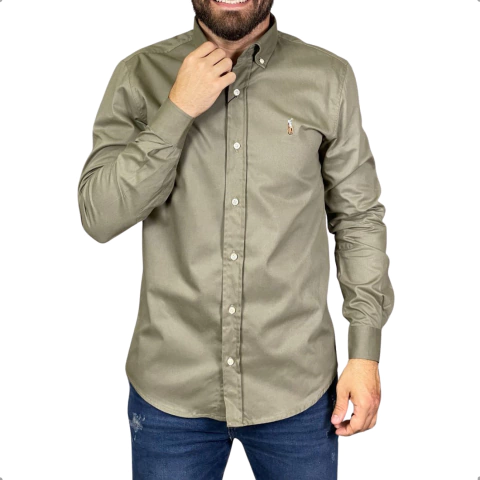 Camisa Sarja Ralph Lauren Manga Longa Militar - comprar online