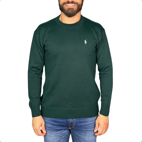 Suéter Ralph Lauren Verde Com Pony Palha