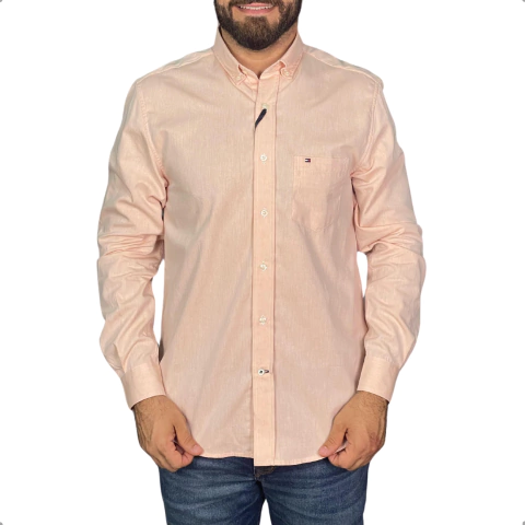 Camisa Oxford Tommy Hilfiger Manga Longa Laranja - comprar online