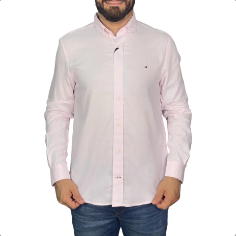 Camisa Oxford Tommy Hilfiger Manga Longa Rosa - comprar online