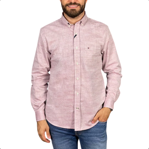 Camisa Oxford Tommy Hilfiger Manga Longa Vermelha - comprar online
