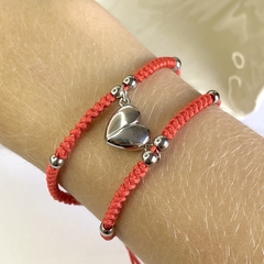 Pu 901 pulseras macramé ajustables x 2 con corazón imán
