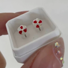 abpl 585 flor esmaltada roja y blanca