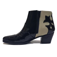 Bota texana de cuero vacuno con cierre y elástico - Camila en internet