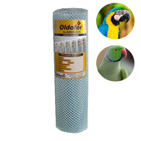 Tela para Viveiro malha 2,5 fio 16 (Araras, Ring Neck e Pássaros Ornamentais) Medidas 25 metros Lineares - Oldofer