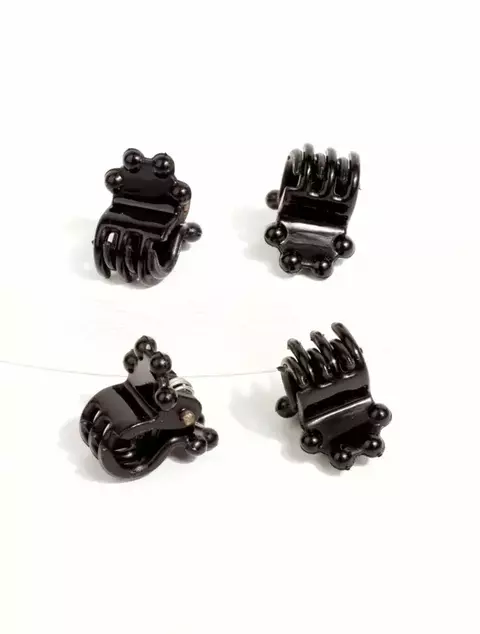 MINI PINZA 3 DIENTES X4 COLOR NEGRA FLOR