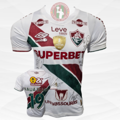 Camisa Fluminense 2024 Autografada N°19 Kaua Elias Usada em Jogo Tamanho P - Umbro - Colecionadores Tricolores