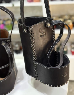 Canasta doble funcion, cuero 4 mm - Mates Imperio Verde