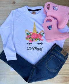 Remera Manga larga blanca unicornio - comprar online
