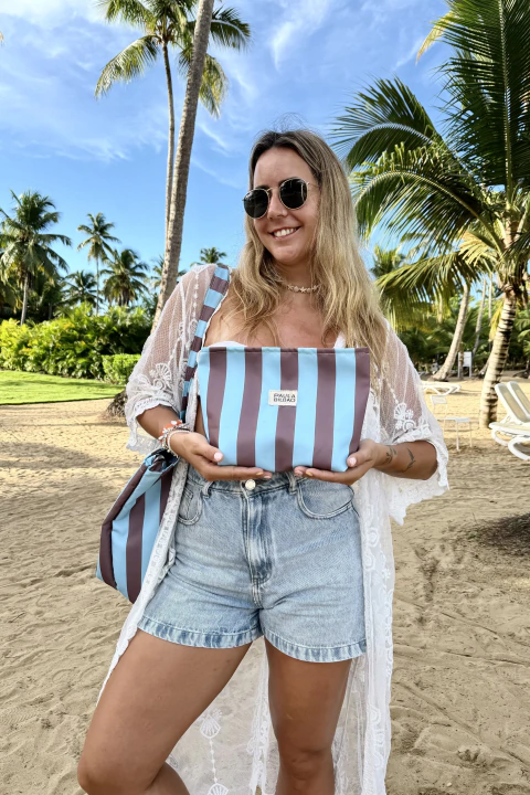 Neceser playero rayado celeste // entregas a partir del 28/10