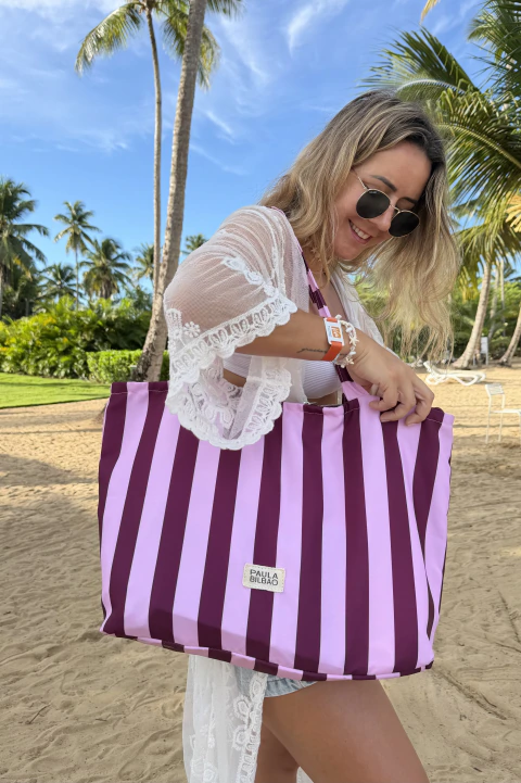 Bolso playero rayado rosa // entregas a partir del 28/10