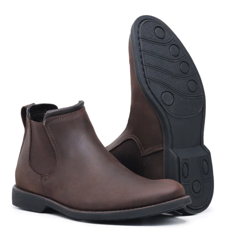 Botina Chelsea Em Couro Rústico