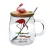 Copo Vidro Flamingo com Tampa e Colher
