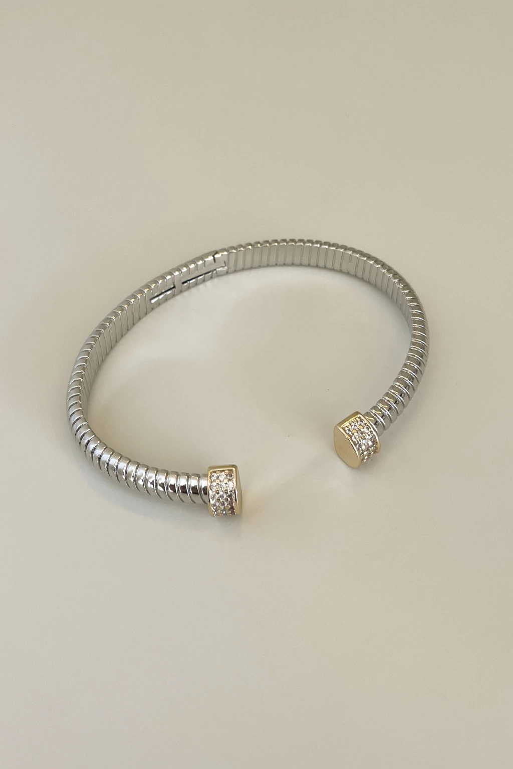 Bracelete Zafir prata + dourado - Semijoia
